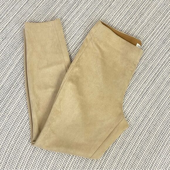 Max Studio Faux Suede Microfiber Pull On Ankle Pants Tan Large - Picture 1 of 9